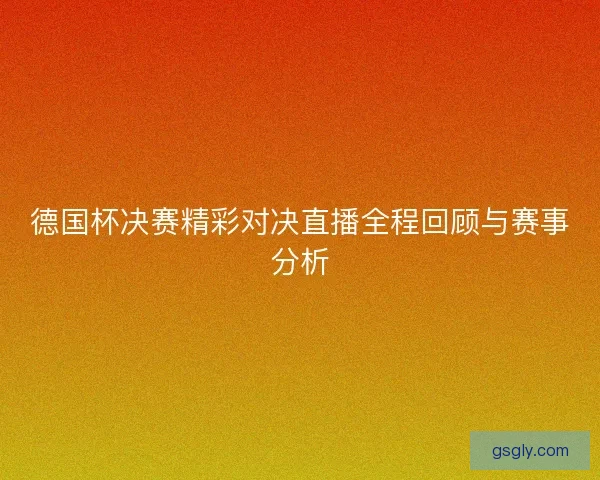 德国杯决赛精彩对决直播全程回顾与赛事分析