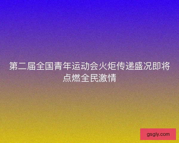 第二届全国青年运动会火炬传递盛况即将点燃全民激情