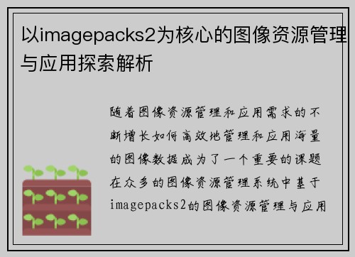 以imagepacks2为核心的图像资源管理与应用探索解析